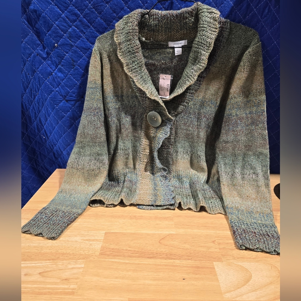 dressbarn Green and Brown Cardigan Sweater